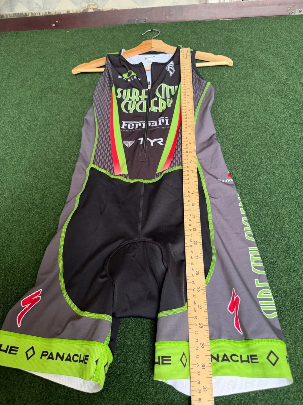 Panache Men's Black Swim Rash Guard with Green and Red Accents